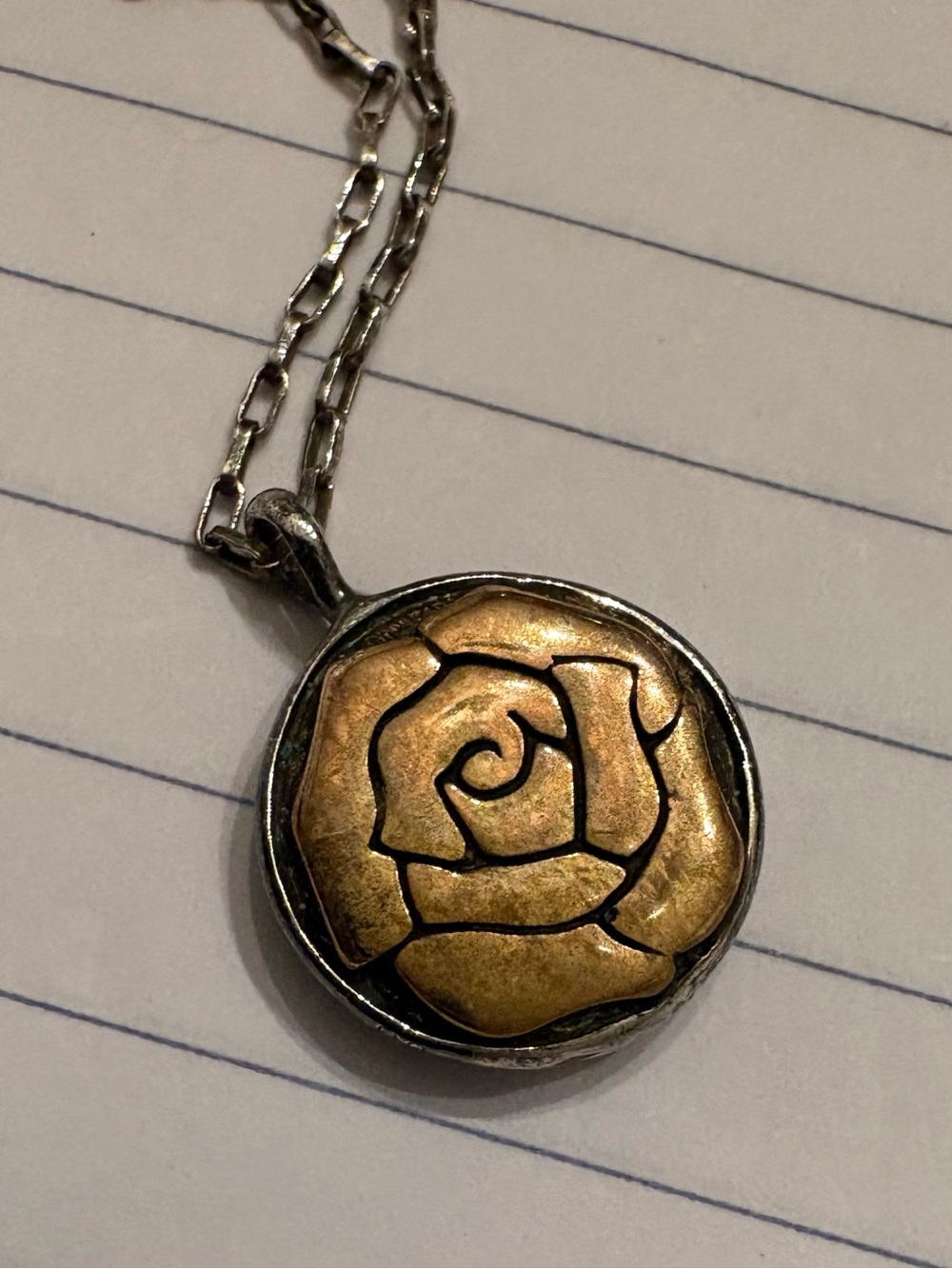 Silpada Bronze Rose Pendant Necklace - used